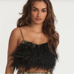 LoveShackFancy Ostrich crop top, size L, NWT